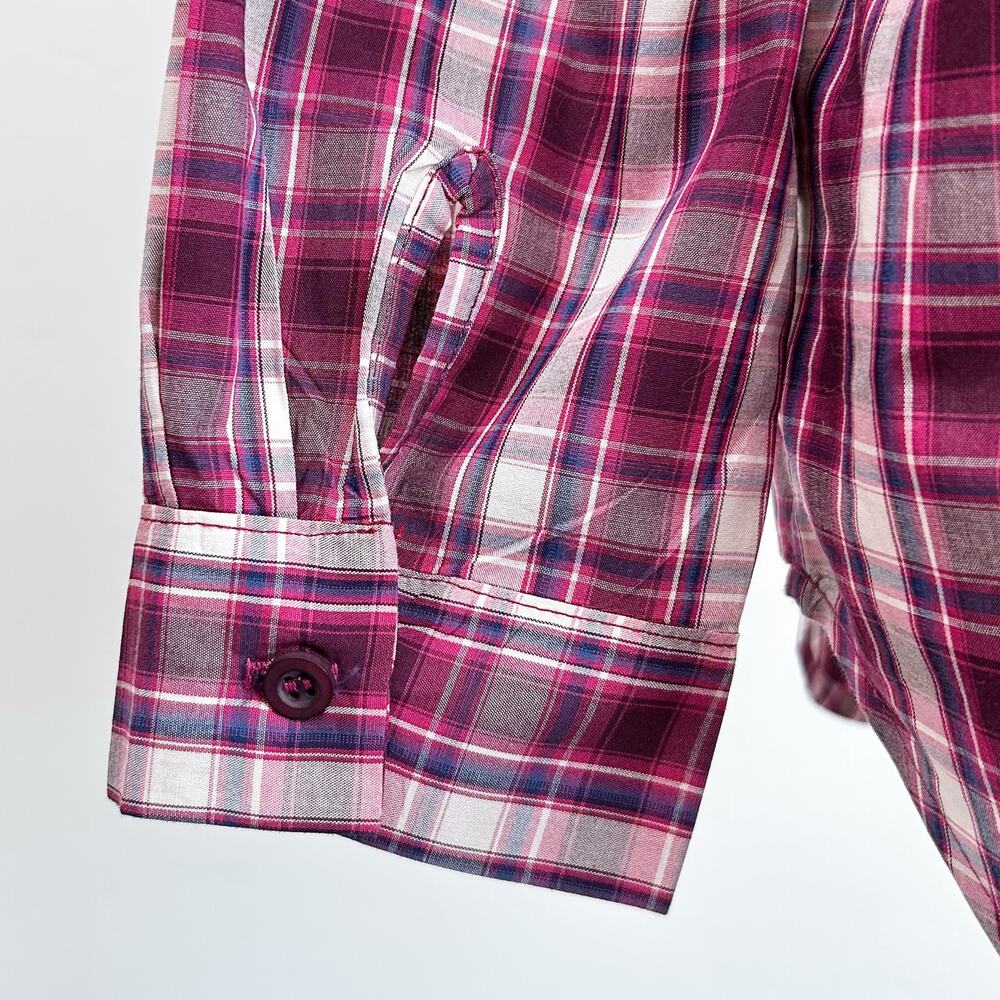 A Shirt Thing Ruffle Collar Berry Plaid Cotton Long Sleeve Penelope Shirt MEDIUM - Picture 4 of 9